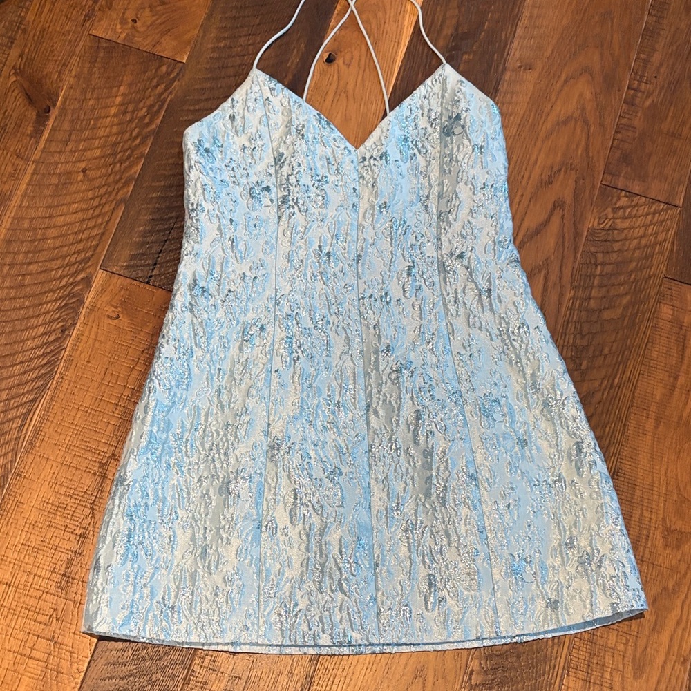Alice + Olivia Light Blue Lace Prom Dress